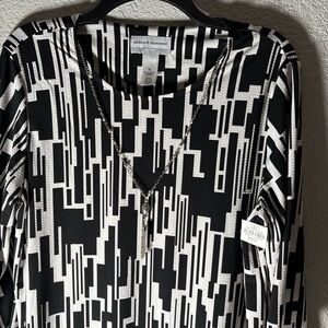 Alfred Dunner Monochrome Abstract Pattern Top